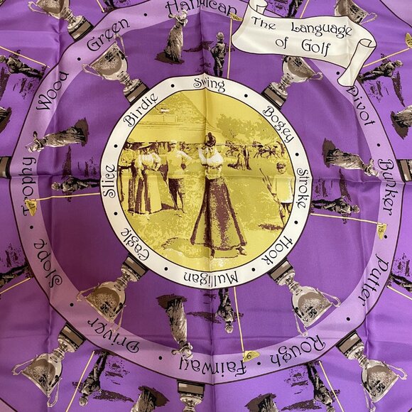 Barth & McCallig Scarf Golf Themed Purple New in Box - Picture 2 of 3